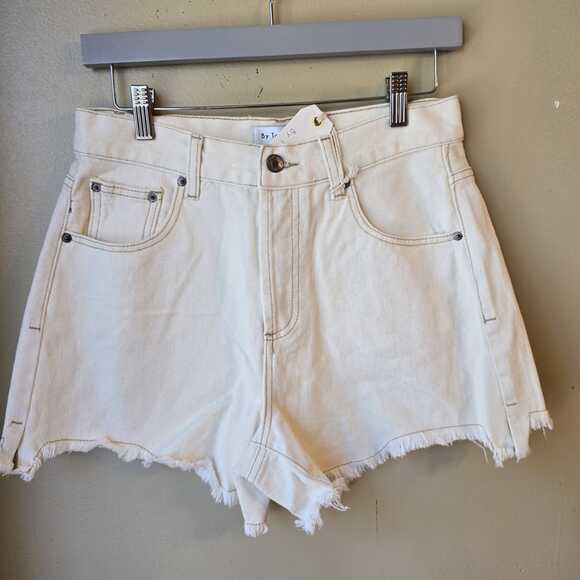By Together Pants - By Together Cream High Rise Denim Shorts Size L NWT